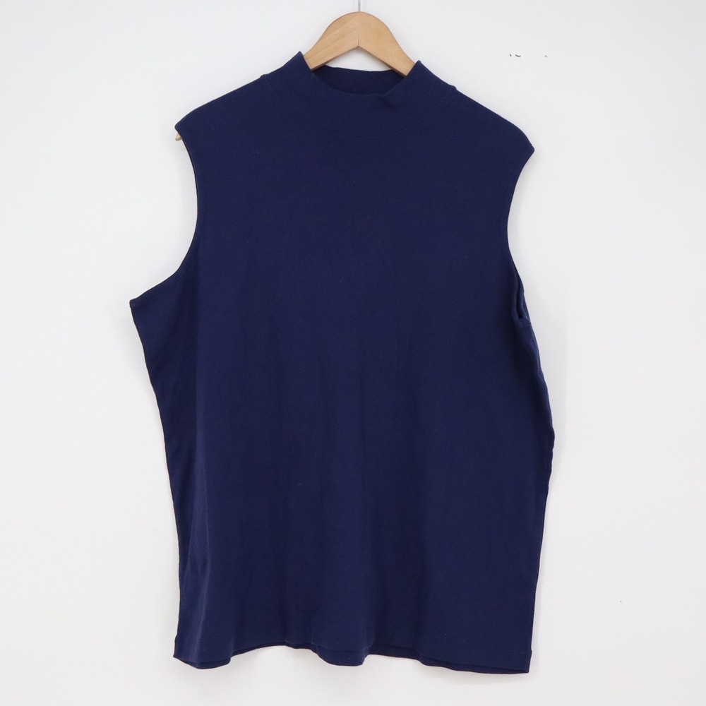 Jenny Buchanan Top Woman 2X Mediev Blu Sleeveless Mock Neck NEW
